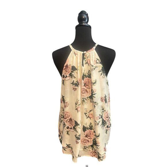 PINK ROSES HALTER TOP - Picture 2 of 2